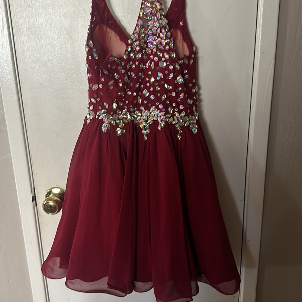 HOCO burgundy jeweled dress - Picture 5 of 5